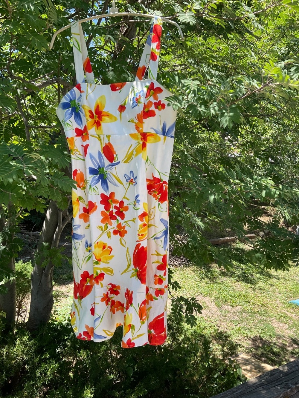 Bright Artistic Floral Tank Mermaid Flare Dress by madison leigh